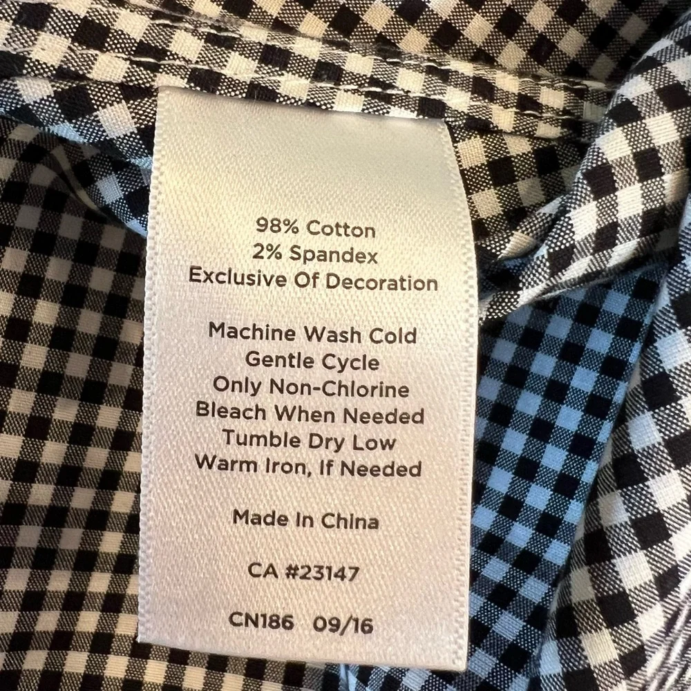 Talbots Black and White Gingham Sleeveless Button-Front Top - Picture 8 of 8